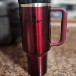 40 oz dark red Stanley cup with straw